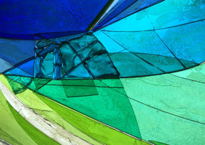 blue and green stained glass segment