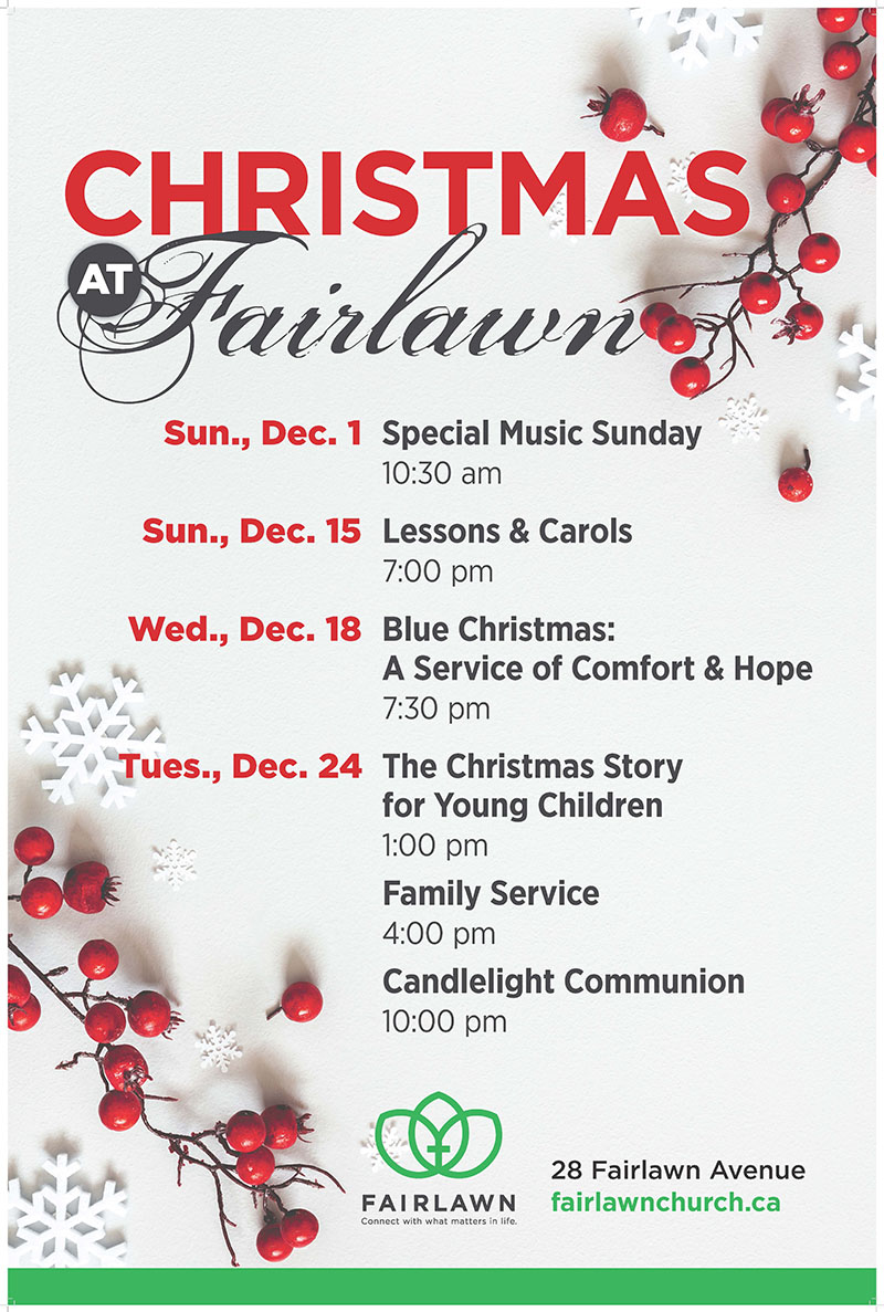 image of christmas flyer of events at Fairlawn Avenue