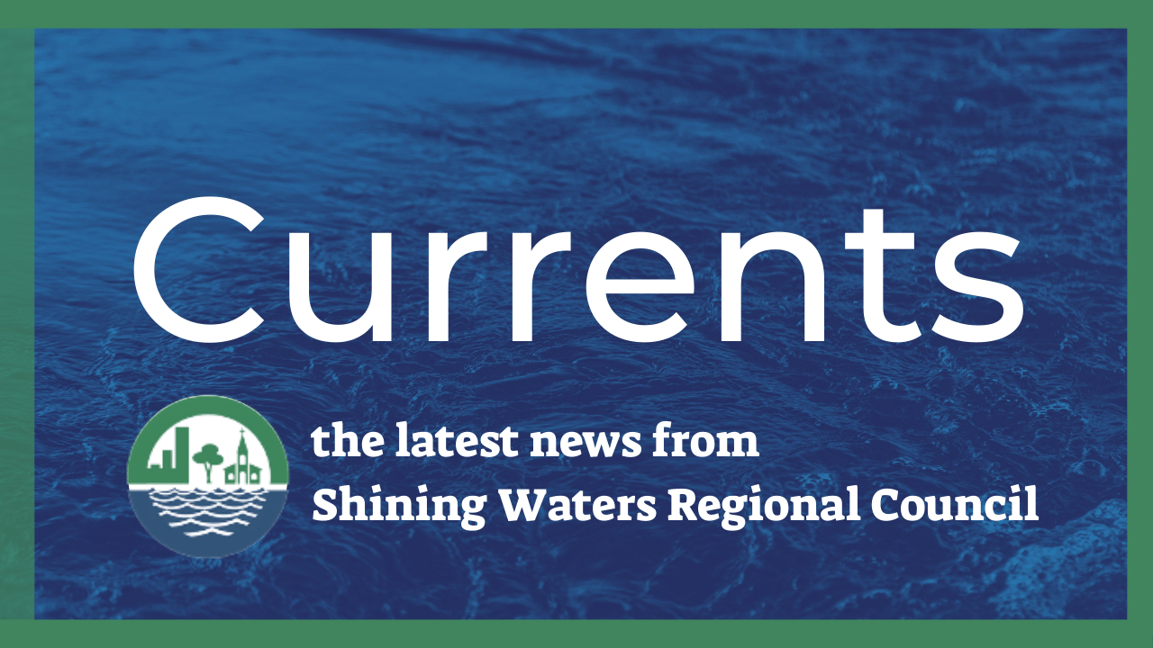 blue water with text Currents the latest news from SWRC