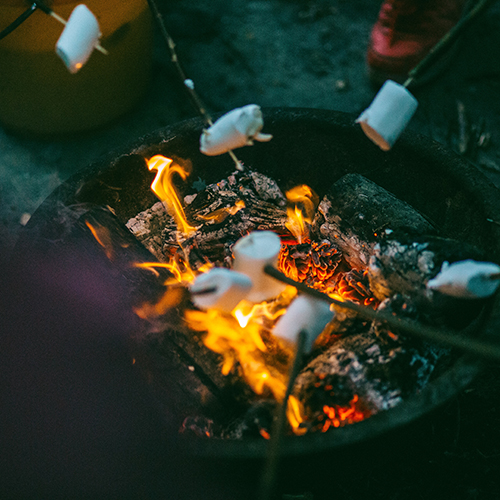 tpasting marshmallows over a campfire