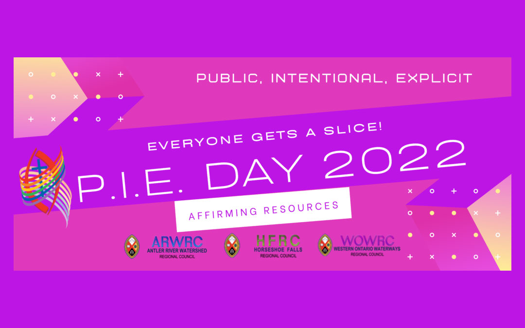 PIE DAY 2022 Resources for worship with a purple stripe and logos from each region and Affirm United
