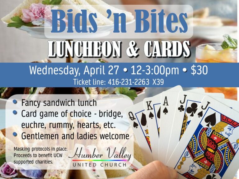 “Bids ‘n Bites” – Cards and Lunch in the Village of Humber Valley
