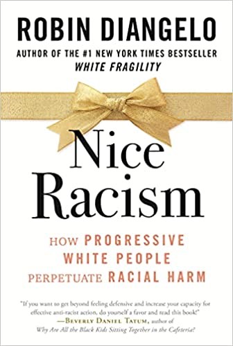 nice racism cover white background with gold ribbon and bow across the middle
