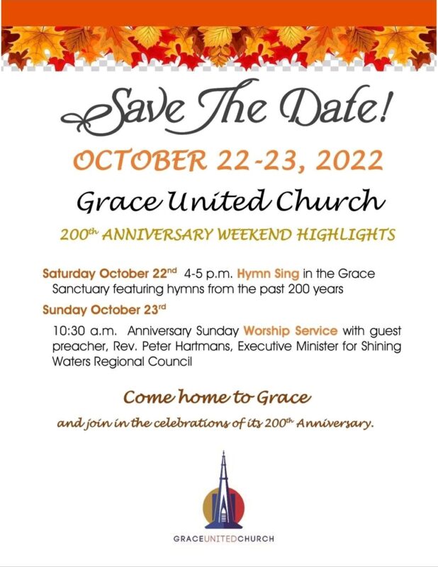 Grace United Church Brampton 200th anniversary
