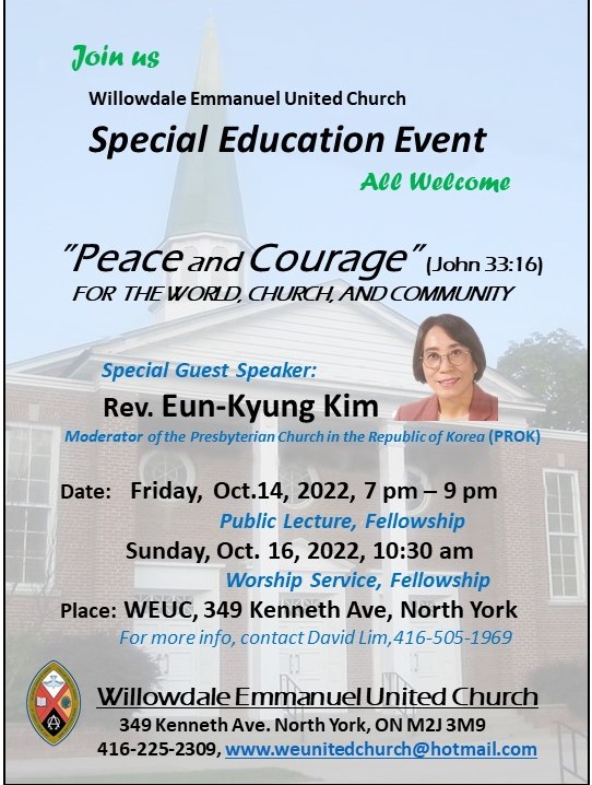 “Peace and Courage” For the World, Church and Community