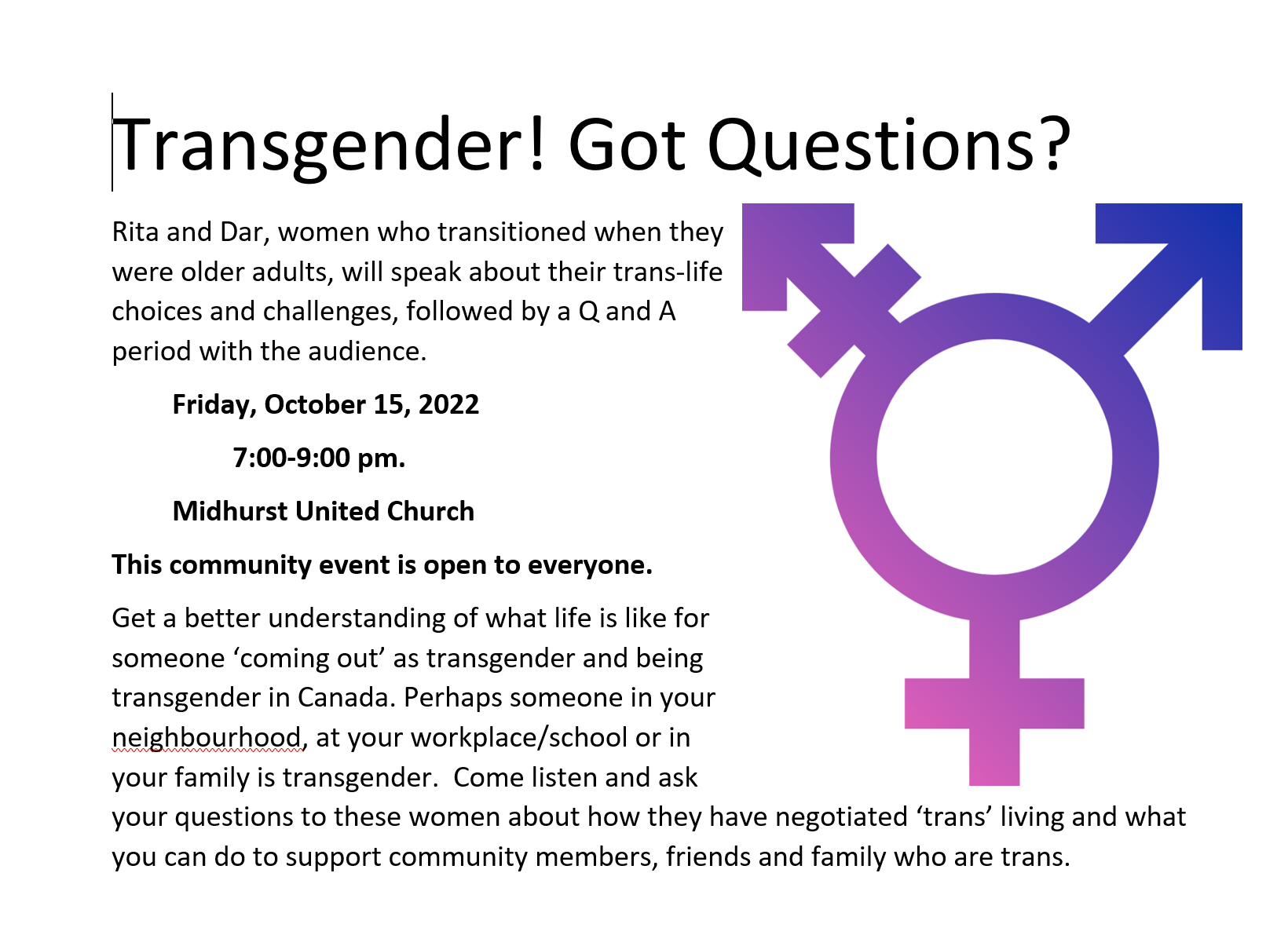 trans gender, got questions poster info