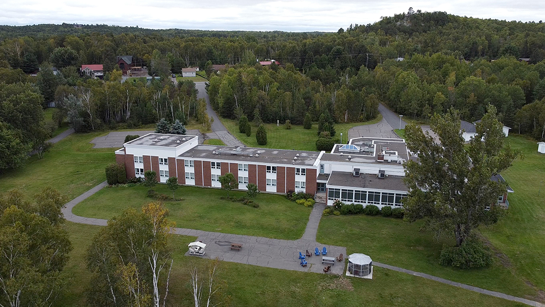 exterior aerial shot of Villa Loyola retreat center