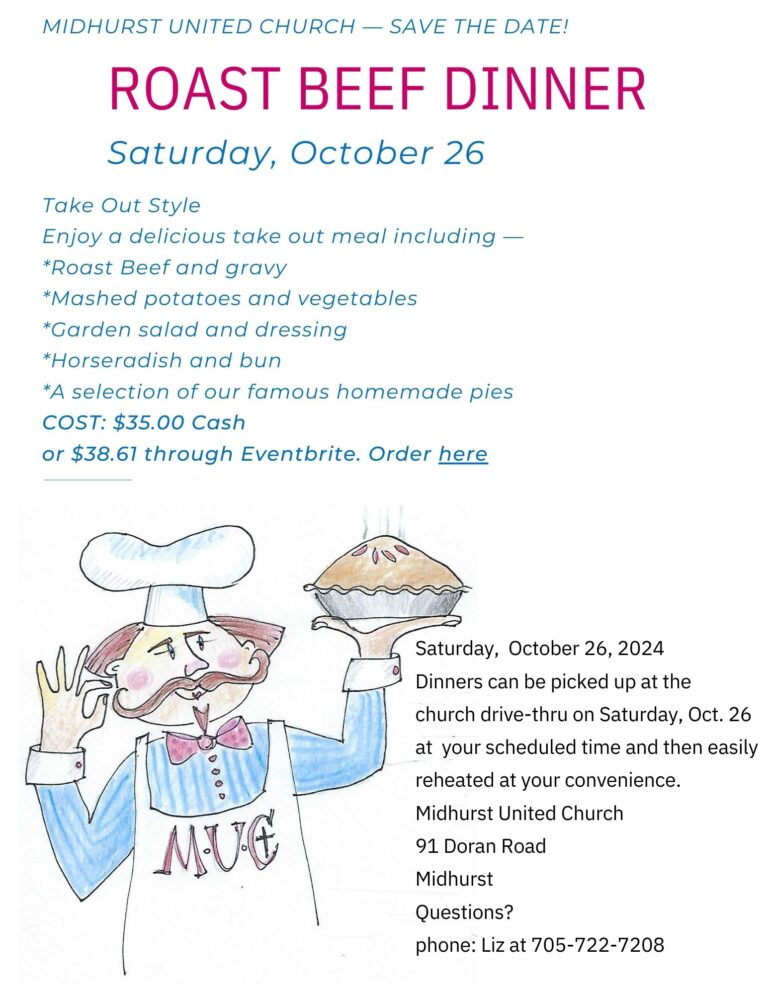 Take-Away Roast Beef Dinner – Midhurst United Church