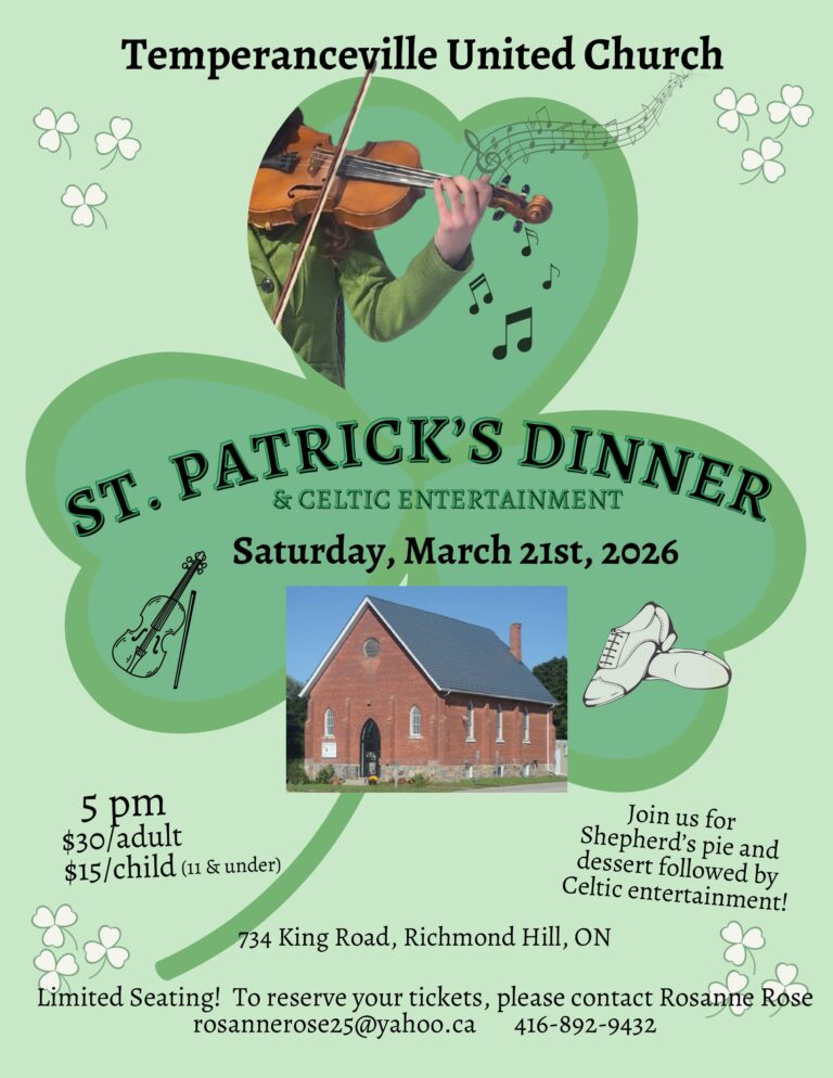 Temperanceville United Church St. Patrick’s Dinner and Celtic Entertainment