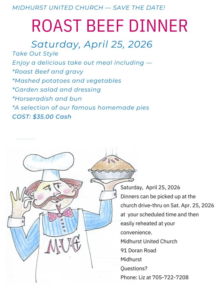 Take-Away Roast Beef Dinner – Midhurst United Church